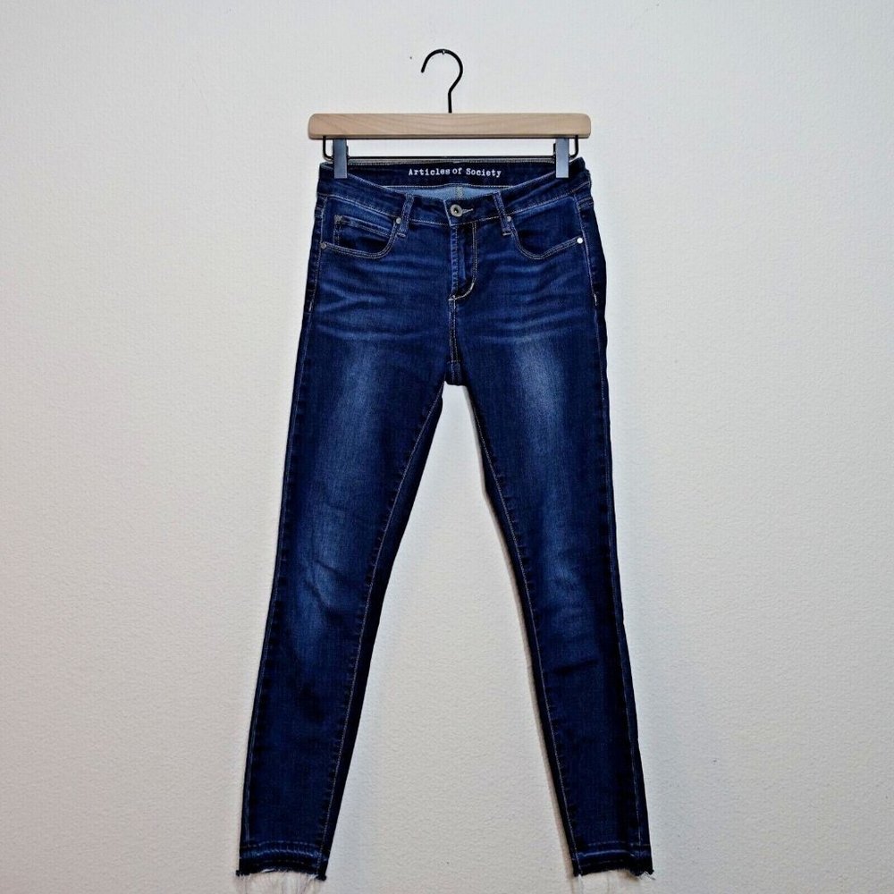 Articles of Society SIZE 25 Dark Wash Mid Rise Ankle Raw Hem Skinny Jeans